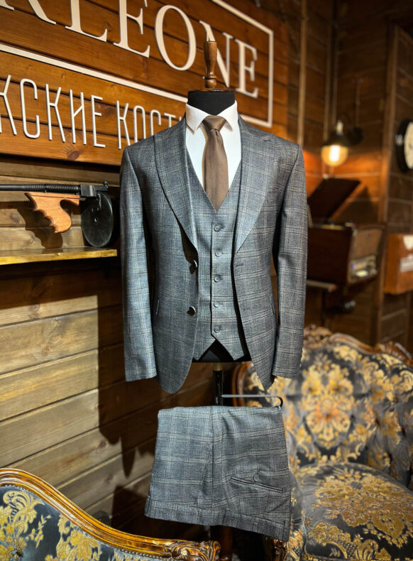 Костюм синий в клетку | К357